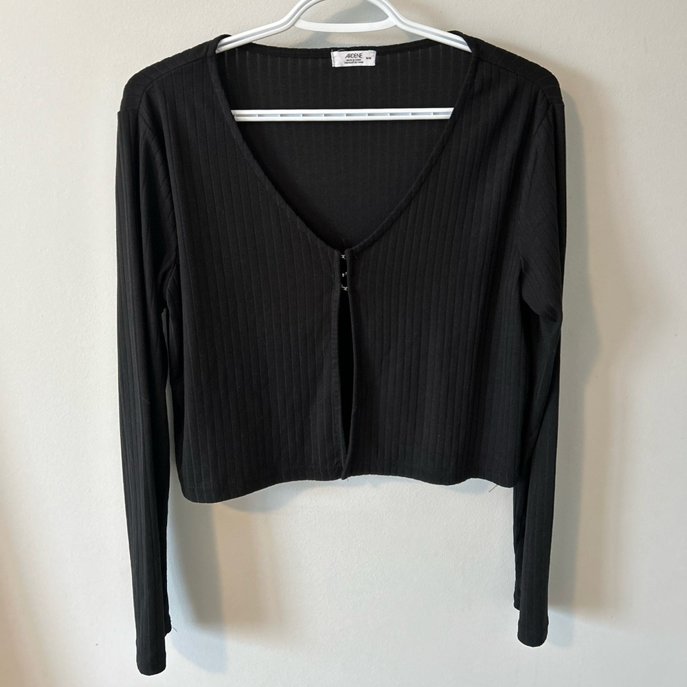 Ardene Women's Black Long Sleeve Ribbed Top